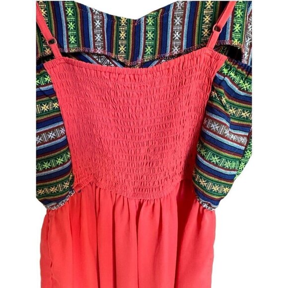 Poetry Multicolor Adjustable Spaghetti Strap Elastic Waist Romper Women's Sz M - Picture 5 of 11